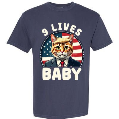 Funny Cat Donald Trump 9 Lives Baby Garment-Dyed Heavyweight T-Shirt