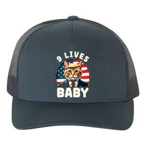 Funny Cat Donald Trump 9 Lives Baby Yupoong Adult 5-Panel Trucker Hat