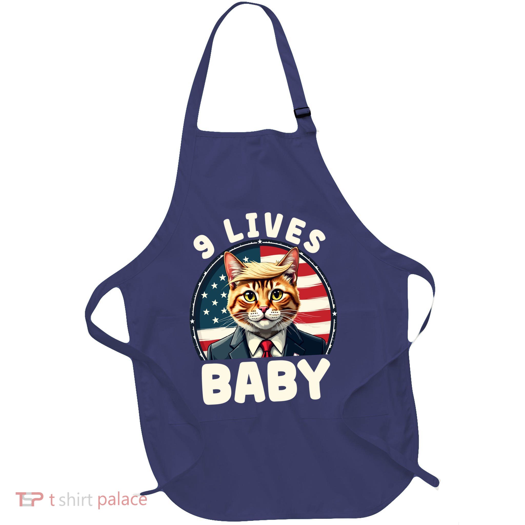 Funny Cat Donald Trump 9 Lives Baby Full-Length Apron With Pockets