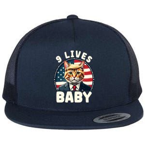 Funny Cat Donald Trump 9 Lives Baby Flat Bill Trucker Hat