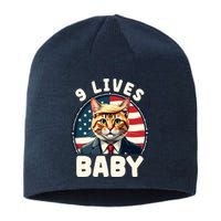 Funny Cat Donald Trump 9 Lives Baby Sustainable Beanie