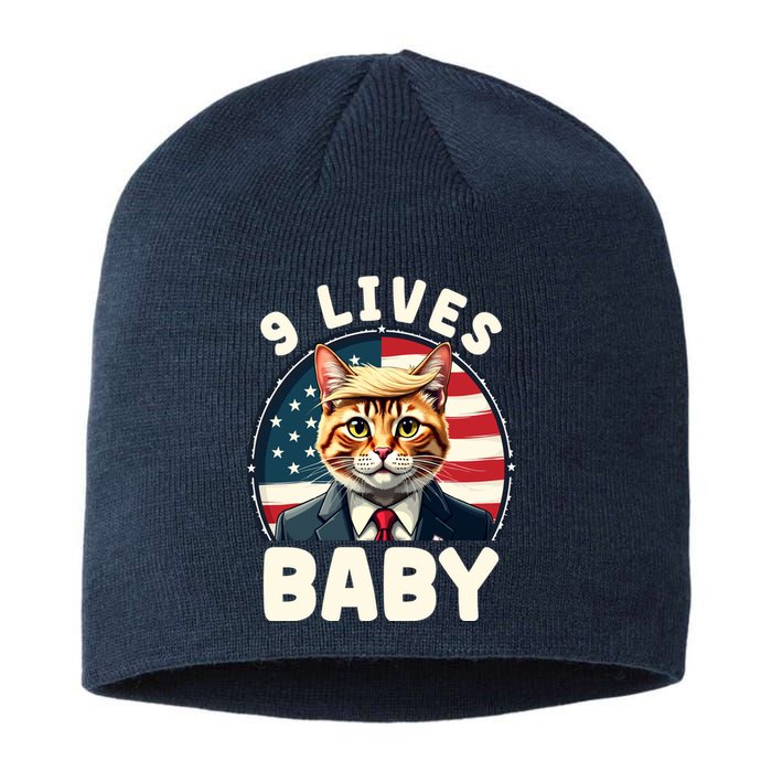 Funny Cat Donald Trump 9 Lives Baby Sustainable Beanie