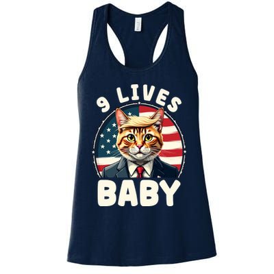 Funny Cat Donald Trump 9 Lives Baby Womens Tank Top
