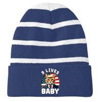 Funny Cat Donald Trump 9 Lives Baby Striped Beanie with Solid Band