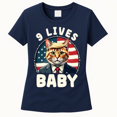 Funny Cat Donald Trump 9 Lives Baby Womens T-Shirt