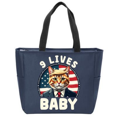 Funny Cat Donald Trump 9 Lives Baby Zip Tote Bag