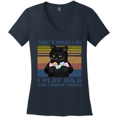 Funny Cat Dungeon Meowster Women's V-Neck T-Shirt