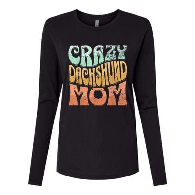 Funny Crazy Dachshund Mom Retro Vintage Top For Women Womens Cotton Relaxed Long Sleeve T-Shirt