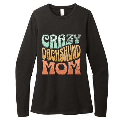 Funny Crazy Dachshund Mom Retro Vintage Top For Women Womens CVC Long Sleeve Shirt