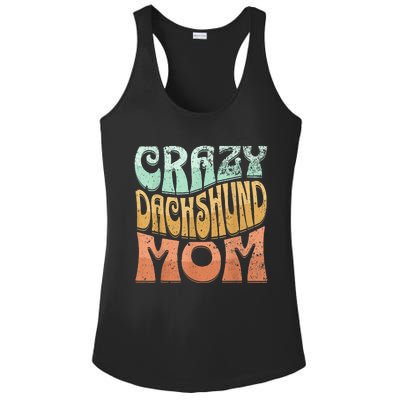 Funny Crazy Dachshund Mom Retro Vintage Top For Women Ladies PosiCharge Competitor Racerback Tank