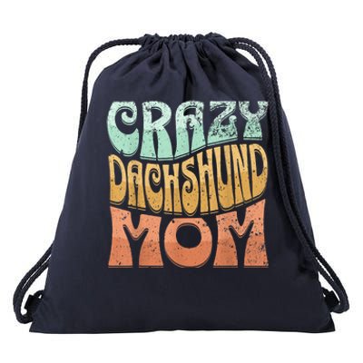 Funny Crazy Dachshund Mom Retro Vintage Top For Women Drawstring Bag