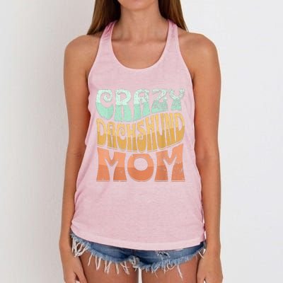 Funny Crazy Dachshund Mom Retro Vintage Top For Women Women's Knotted Racerback Tank