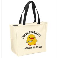 Funny Cute Duck Funny I Have Stability Ability To Stab Zip Tote Bag