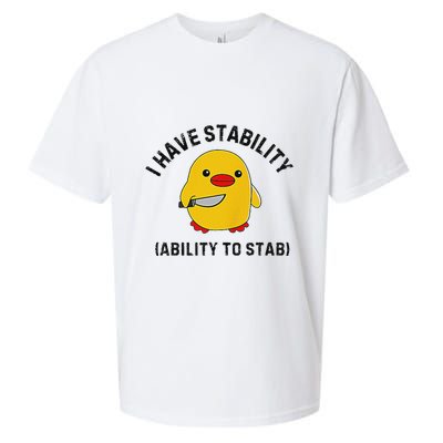 Funny Cute Duck Funny I Have Stability Ability To Stab Sueded Cloud Jersey T-Shirt