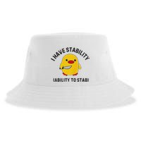 Funny Cute Duck Funny I Have Stability Ability To Stab Sustainable Bucket Hat