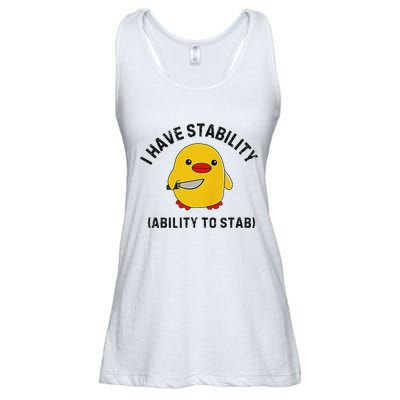 Funny Cute Duck Funny I Have Stability Ability To Stab Ladies Essential Flowy Tank