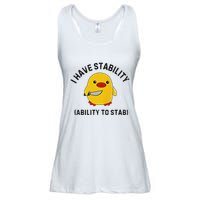 Funny Cute Duck Funny I Have Stability Ability To Stab Ladies Essential Flowy Tank