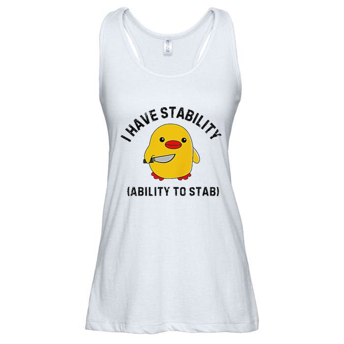 Funny Cute Duck Funny I Have Stability Ability To Stab Ladies Essential Flowy Tank