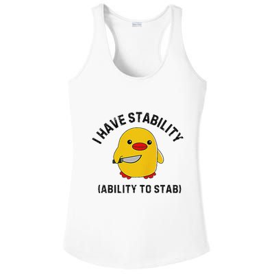 Funny Cute Duck Funny I Have Stability Ability To Stab Ladies PosiCharge Competitor Racerback Tank