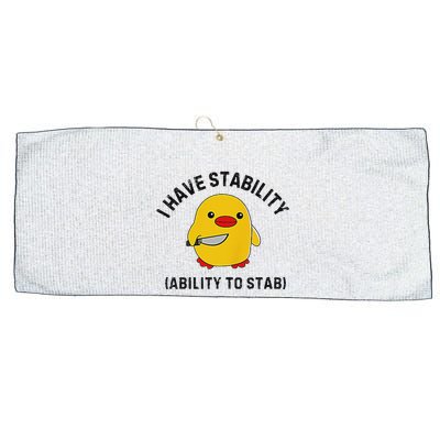 Funny Cute Duck Funny I Have Stability Ability To Stab Large Microfiber Waffle Golf Towel
