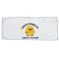 Funny Cute Duck Funny I Have Stability Ability To Stab Large Microfiber Waffle Golf Towel