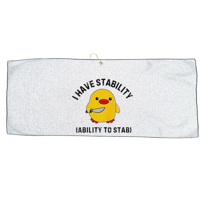Funny Cute Duck Funny I Have Stability Ability To Stab Large Microfiber Waffle Golf Towel