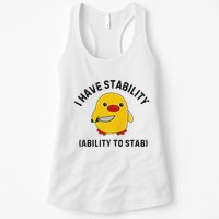 Funny Cute Duck Funny I Have Stability Ability To Stab Womens Tank Top