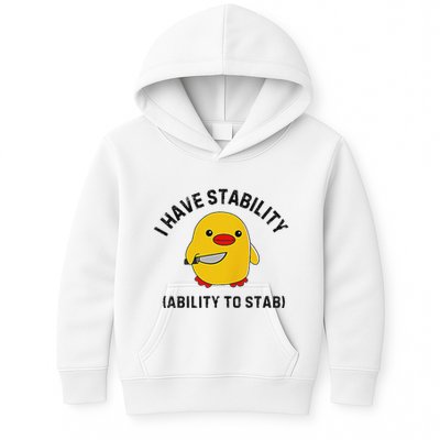 Funny Cute Duck Funny I Have Stability Ability To Stab Kids Hoodie