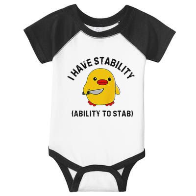 Funny Cute Duck Funny I Have Stability Ability To Stab Infant Baby Jersey Bodysuit