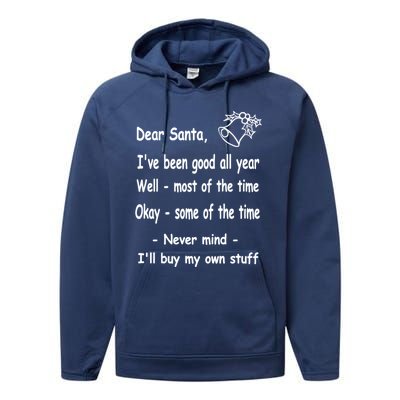 Funny Christmas Dear Santa Letter Performance Fleece Hoodie