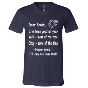 Funny Christmas Dear Santa Letter V-Neck T-Shirt