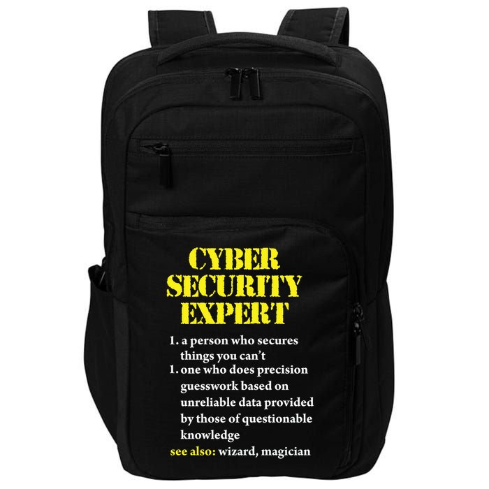 Funny Cybersecurity Definition Expert Computer Engineer Impact Tech Backpack