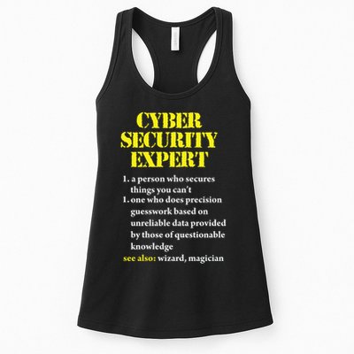 Funny Cybersecurity Definition Expert Computer Engineer Women's Racerback Tank