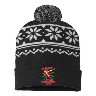 Funny Christmas Dear Santa They Are The Naughty Ones USA-Made Snowflake Beanie