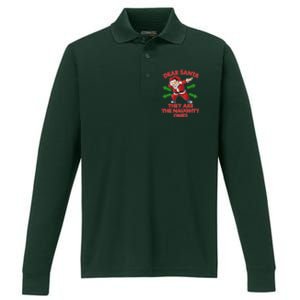 Funny Christmas Dear Santa They Are The Naughty Ones Performance Long Sleeve Polo