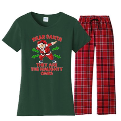 Funny Christmas Dear Santa They Are The Naughty Ones Women's Flannel Pajama Set