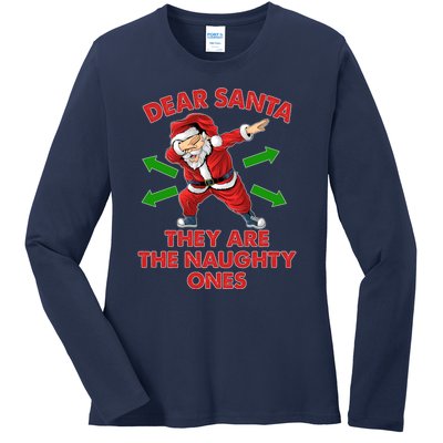 Funny Christmas Dear Santa They Are The Naughty Ones Ladies Long Sleeve Shirt