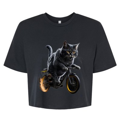 Funny Cat Drives Bicycle Cat Lover Graphic Cats Kitten Lover Bella+Canvas Jersey Crop Tee