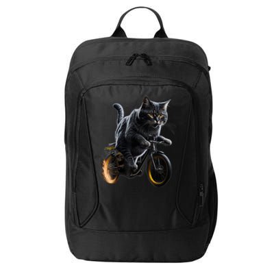 Funny Cat Drives Bicycle Cat Lover Graphic Cats Kitten Lover City Backpack