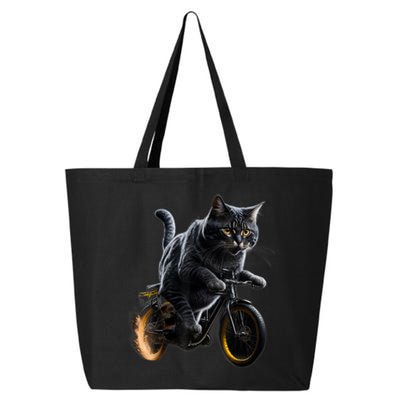 Funny Cat Drives Bicycle Cat Lover Graphic Cats Kitten Lover 25L Jumbo Tote