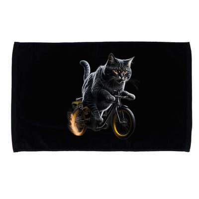 Funny Cat Drives Bicycle Cat Lover Graphic Cats Kitten Lover Microfiber Hand Towel