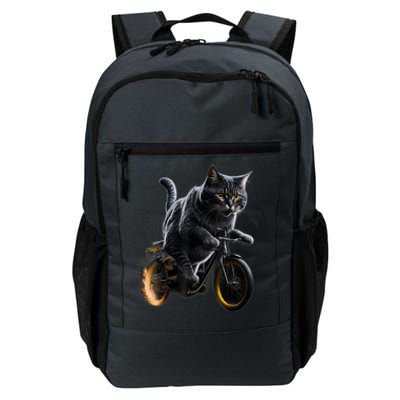 Funny Cat Drives Bicycle Cat Lover Graphic Cats Kitten Lover Daily Commute Backpack