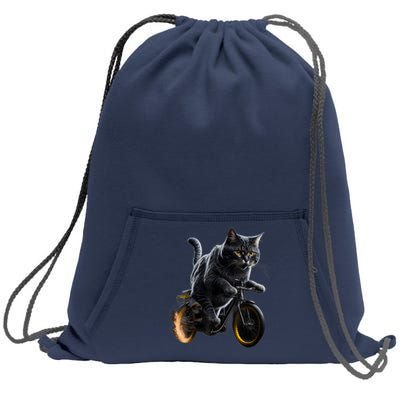 Funny Cat Drives Bicycle Cat Lover Graphic Cats Kitten Lover Sweatshirt Cinch Pack Bag