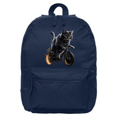 Funny Cat Drives Bicycle Cat Lover Graphic Cats Kitten Lover 16 in Basic Backpack