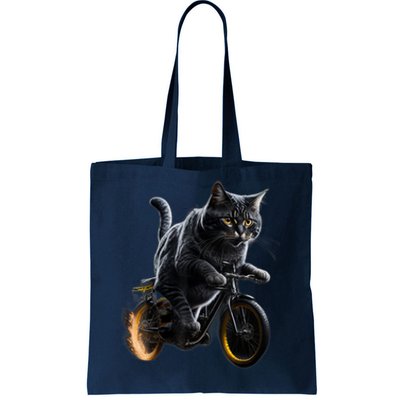 Funny Cat Drives Bicycle Cat Lover Graphic Cats Kitten Lover Tote Bag