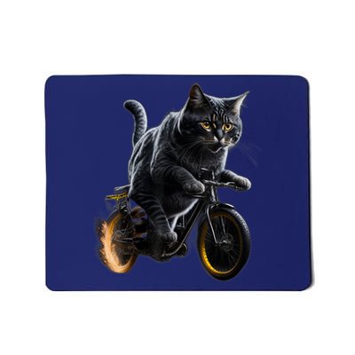 Funny Cat Drives Bicycle Cat Lover Graphic Cats Kitten Lover Mousepad