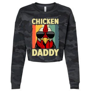 Funny Chicken Daddy Design For Dad Farmer Chicken Lover Cropped Pullover Crew