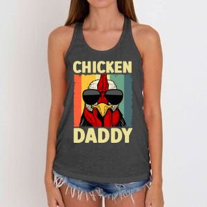 Funny Chicken Daddy Design For Dad Farmer Chicken Lover Women's Knotted Racerback Tank