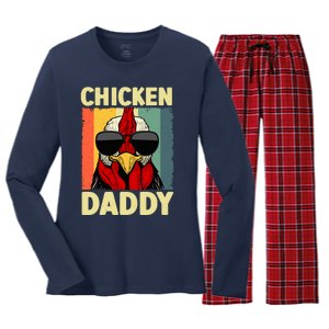 Funny Chicken Daddy Design For Dad Farmer Chicken Lover Women's Long Sleeve Flannel Pajama Set 