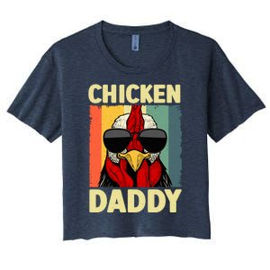 Funny Chicken Daddy Design For Dad Farmer Chicken Lover Women's Crop Top Tee